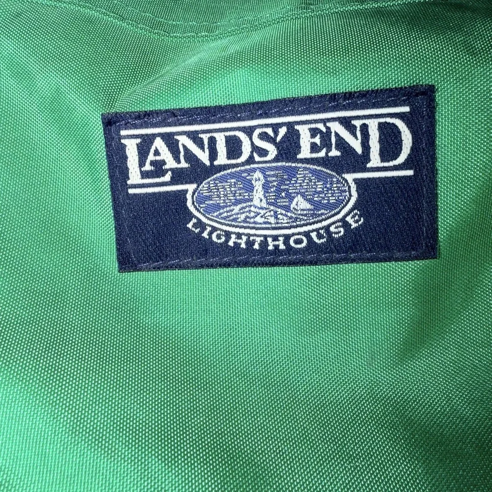Lands End Duffel Bag Travel Gym Green Navy Lightweight Nylon Vintage Unisex